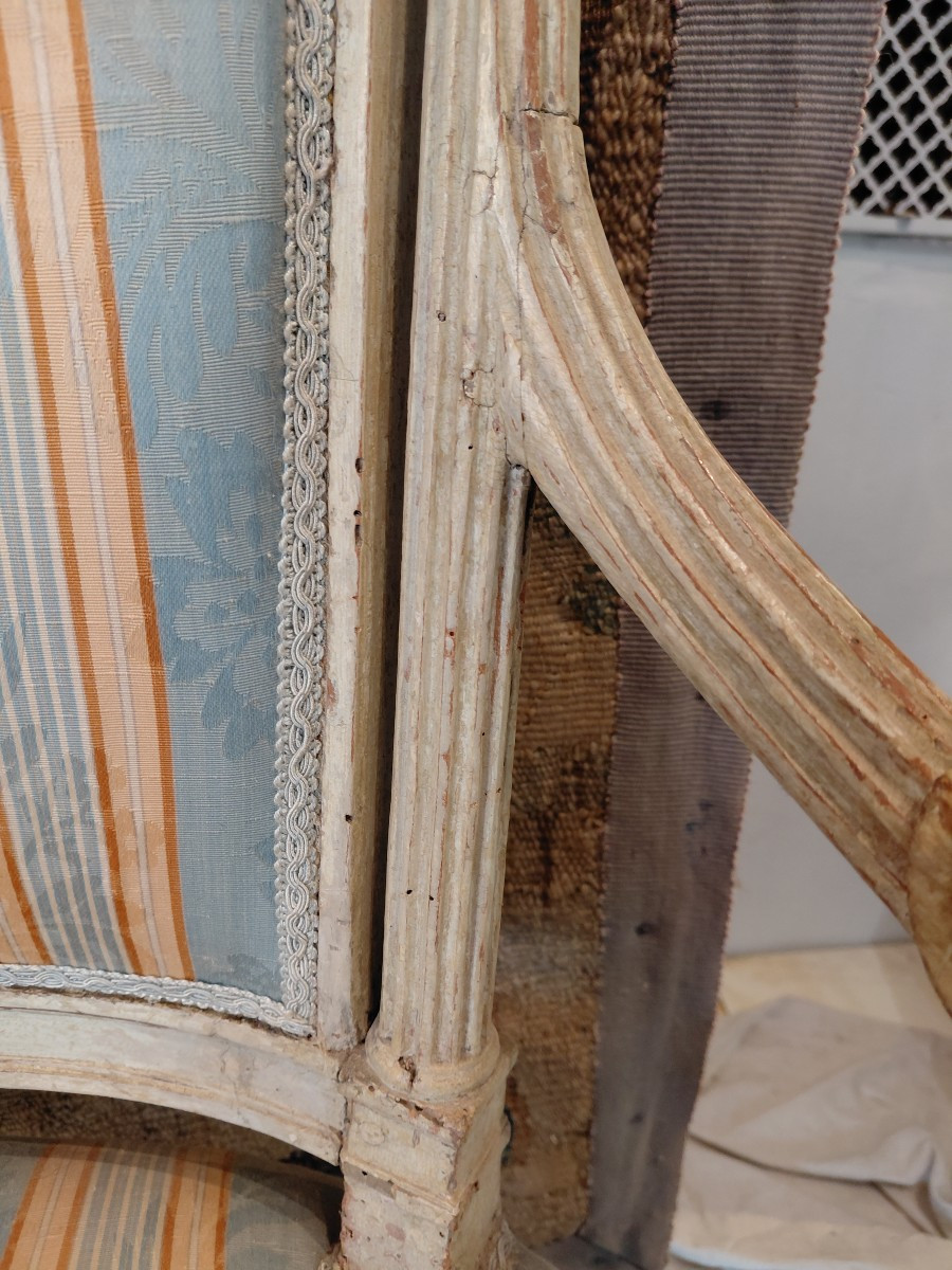 Paire de fauteuils d epoque Lxvl directoire en bois peint-photo-4