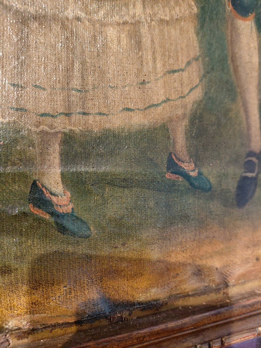 Trumeau Between Two Louis XVI, Late 18th/early 19th Century, In Gilded Wood And Painted Oil On Canvas-photo-4