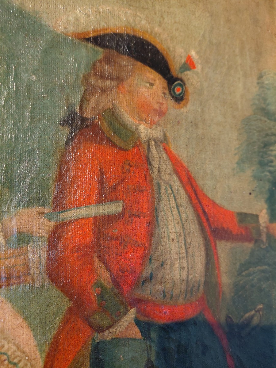 Trumeau Between Two Louis XVI, Late 18th/early 19th Century, In Gilded Wood And Painted Oil On Canvas-photo-5