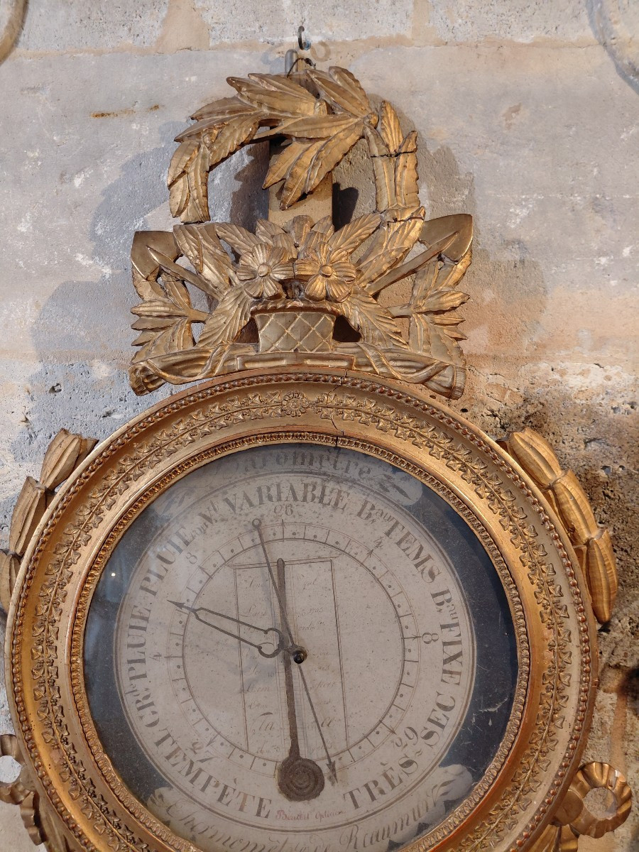 Barometre en bois dore fin 18e debut 19e -photo-1