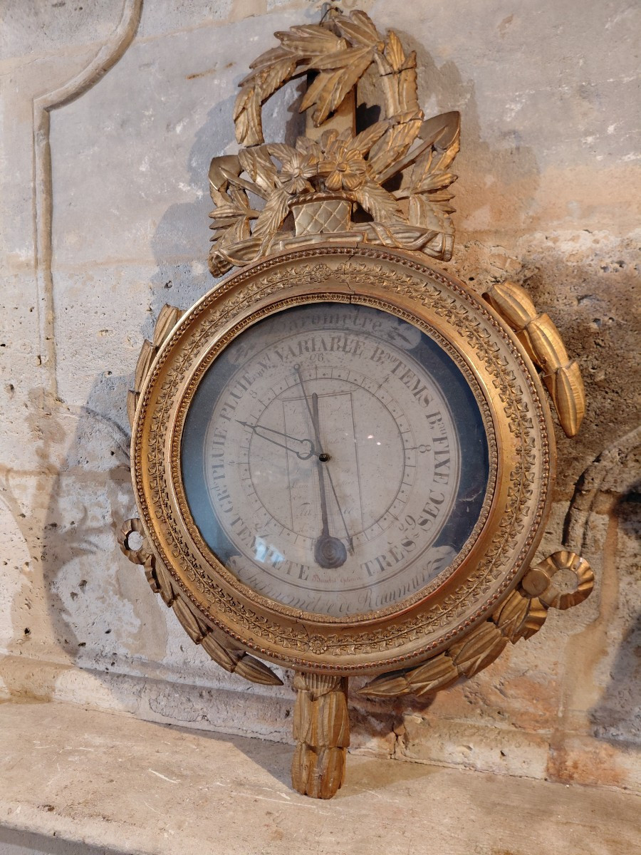 Barometre en bois dore fin 18e debut 19e -photo-2