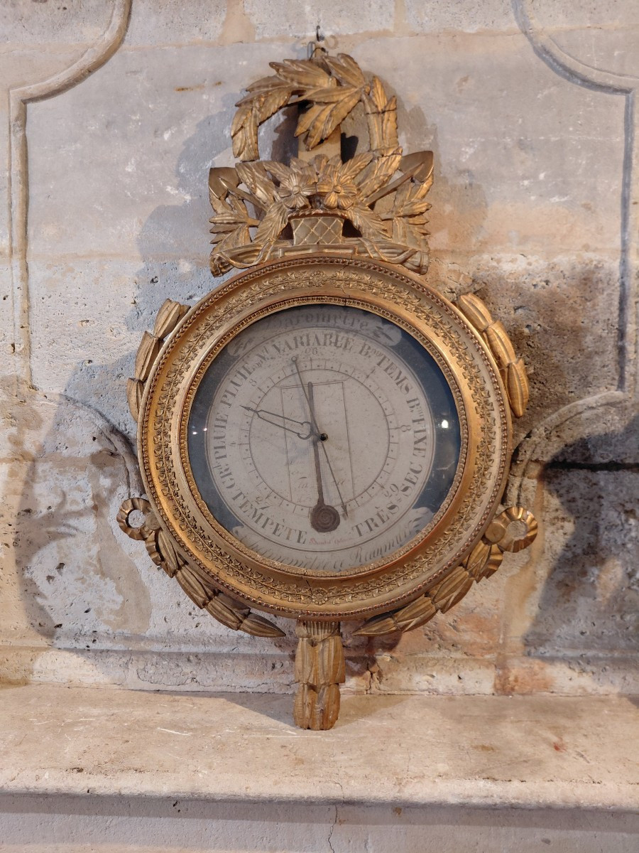 Barometre en bois dore fin 18e debut 19e -photo-3