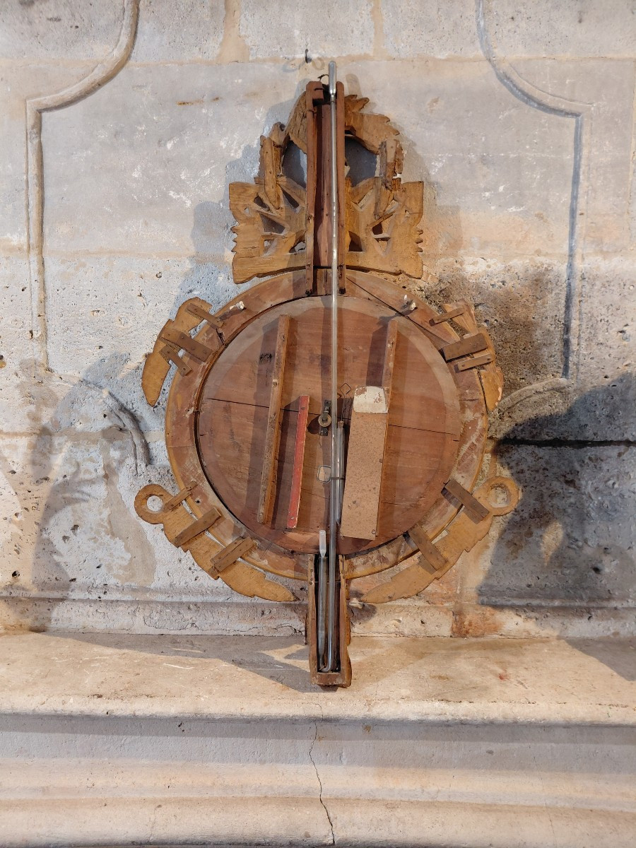 Barometre en bois dore fin 18e debut 19e -photo-5