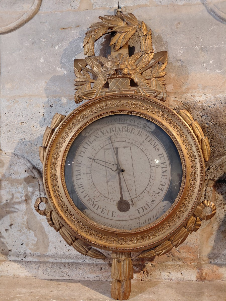 Barometre en bois dore fin 18e debut 19e 