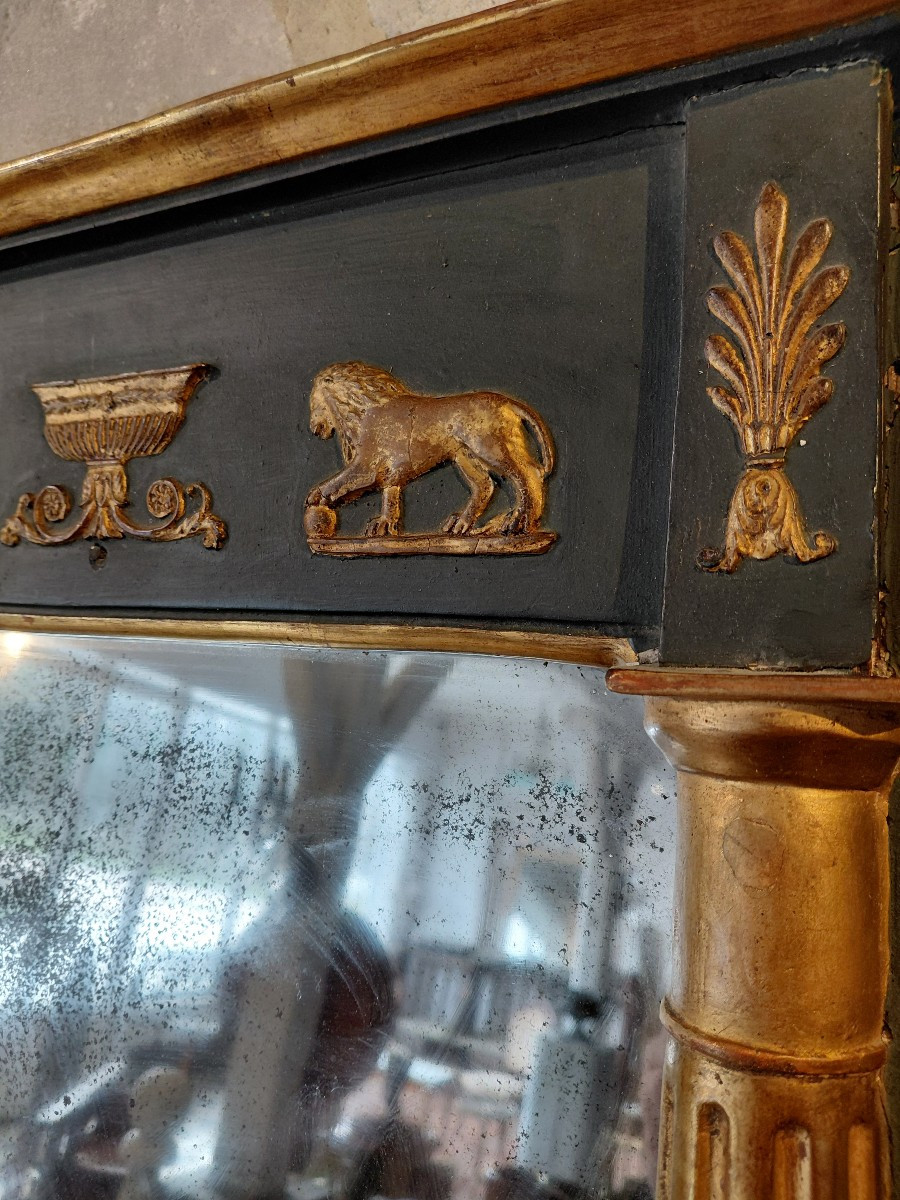 Trumeau en bois peint et doré debut 19e-photo-3