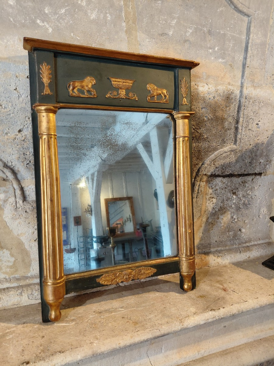 Trumeau en bois peint et doré debut 19e-photo-4