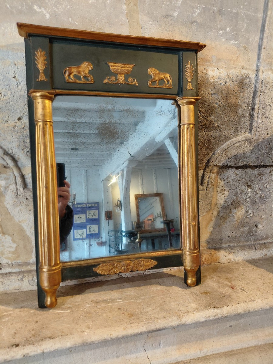 Trumeau en bois peint et doré debut 19e-photo-2