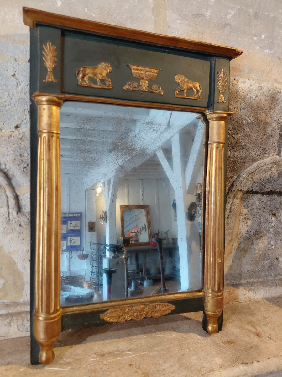 Trumeau en bois peint et doré debut 19e-photo-5