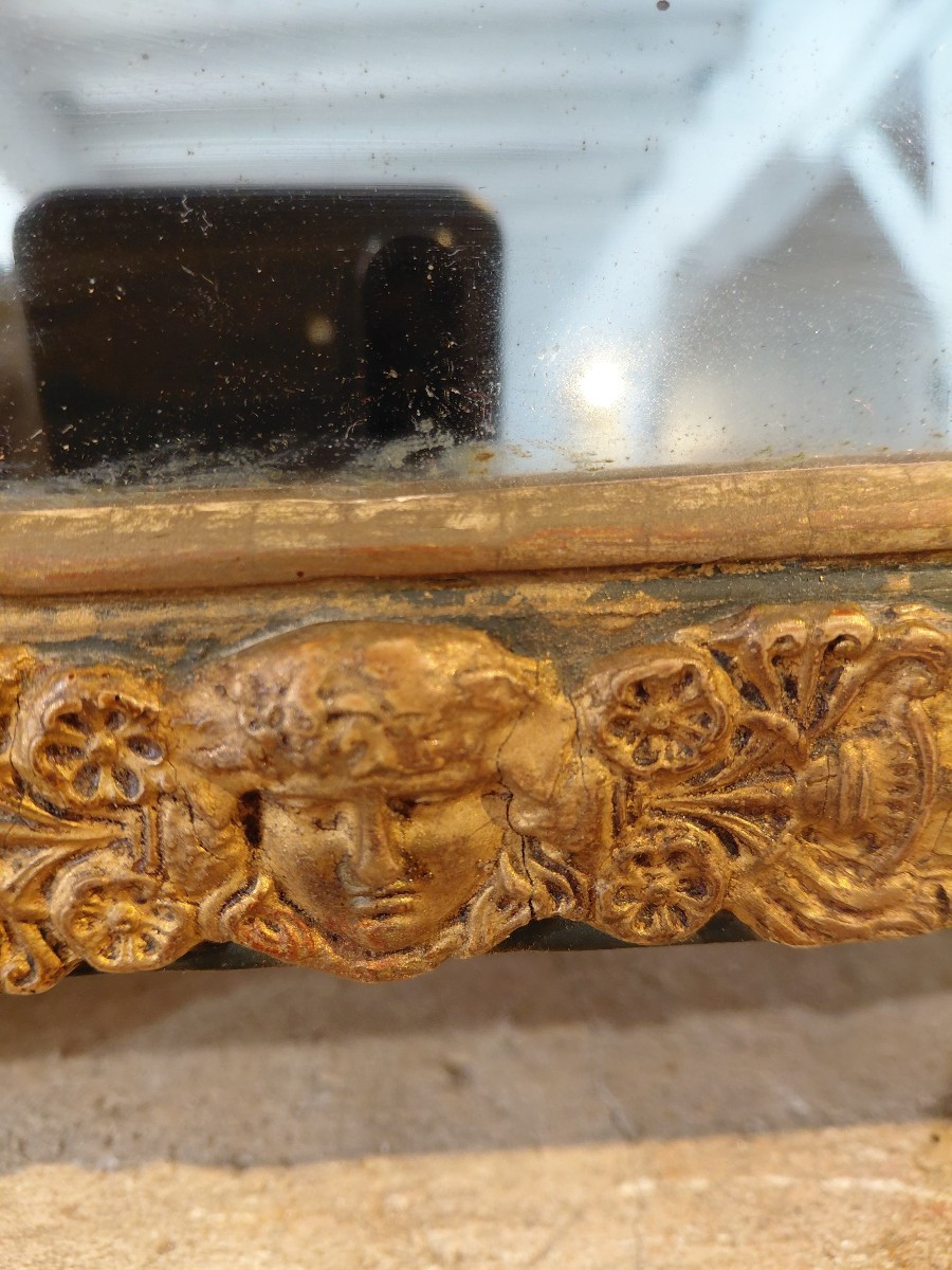 Trumeau en bois peint et doré debut 19e-photo-6