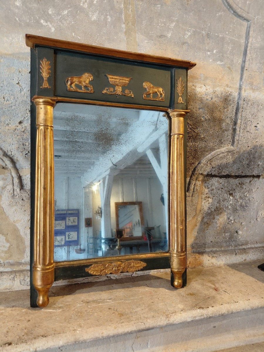 Trumeau en bois peint et doré debut 19e-photo-8