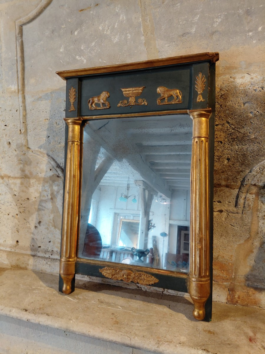 Trumeau en bois peint et doré debut 19e