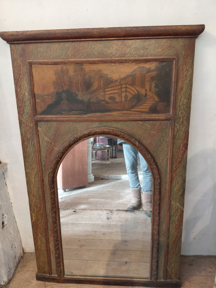 Late 19th Century Regency Style Trumeau Painted To Imitate Marble-photo-1