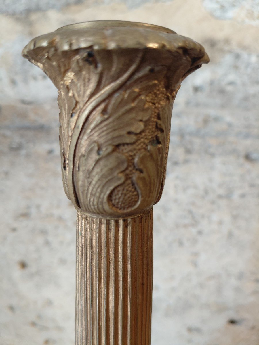 Pair Of 19th Century Bronze Restoration Candlesticks-photo-1