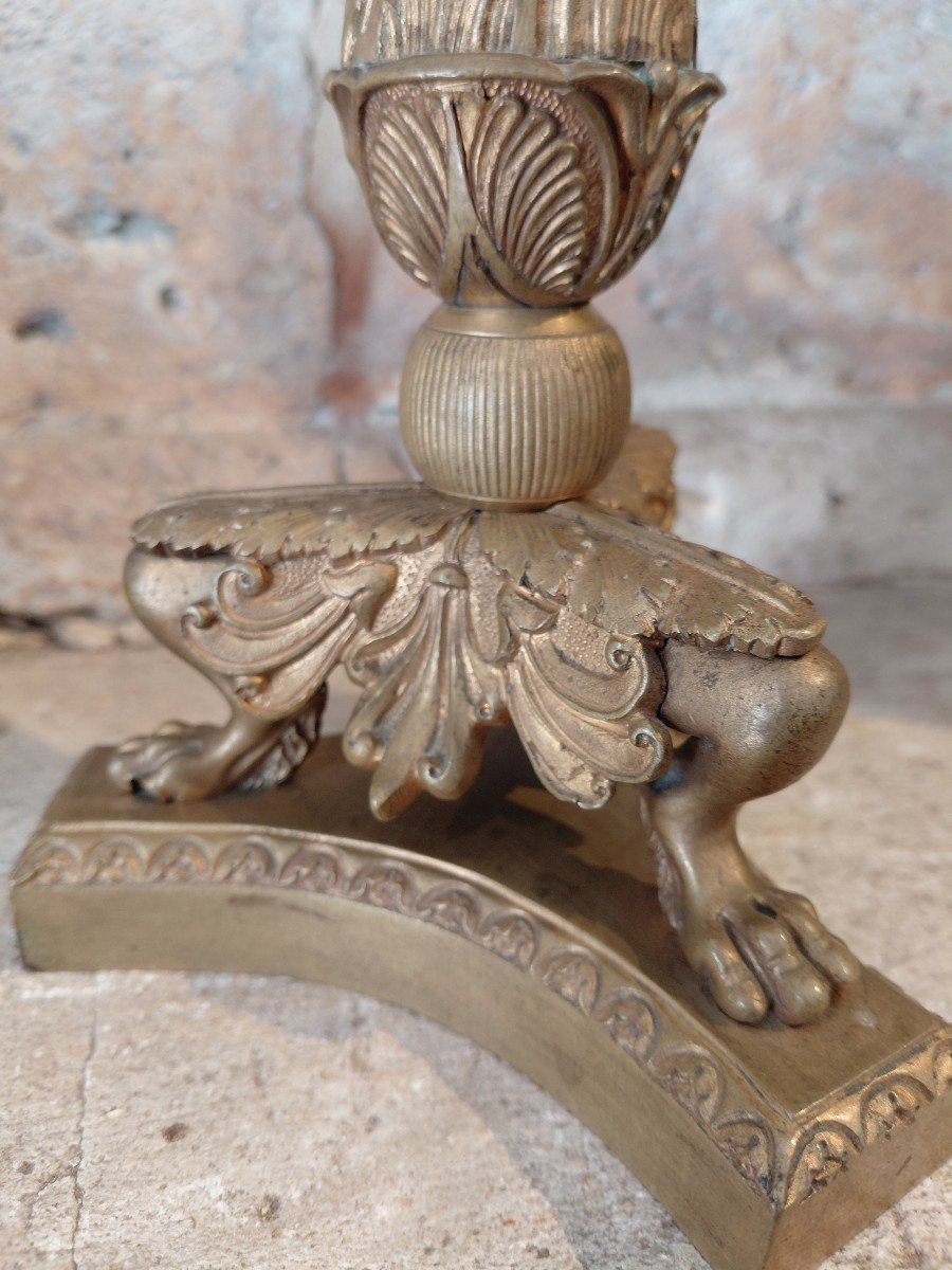 Pair Of 19th Century Bronze Restoration Candlesticks-photo-3