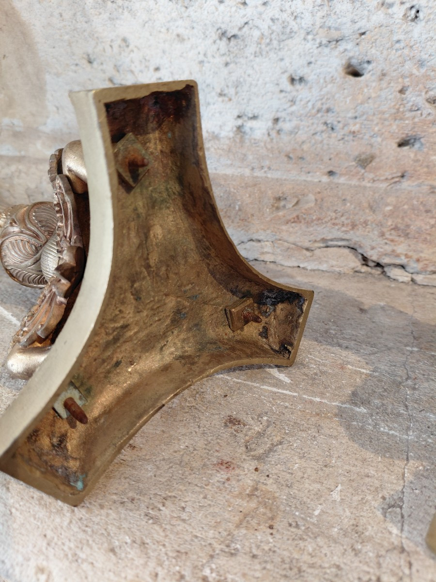 Pair Of 19th Century Bronze Restoration Candlesticks-photo-6