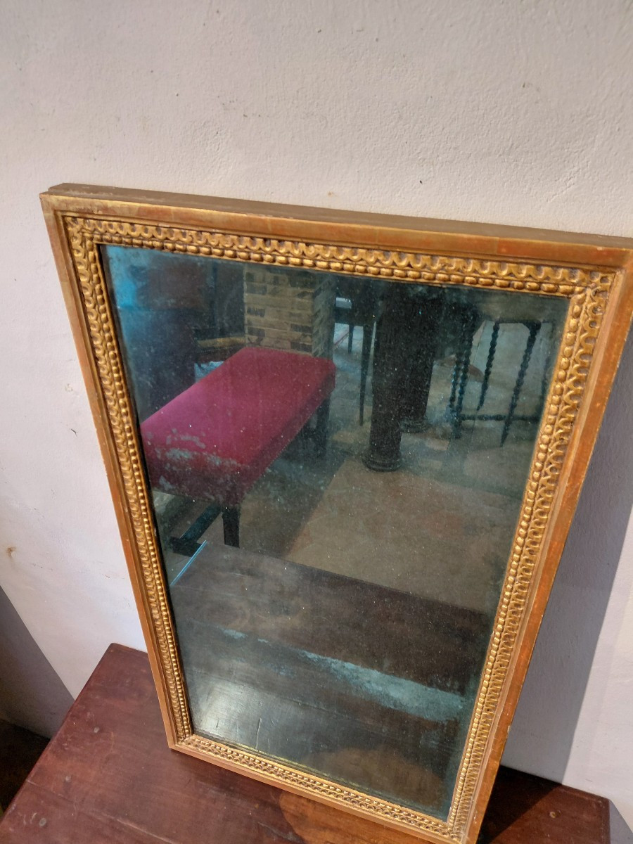 Miroir de boiserie en bois doré fin 18e debut 19e-photo-4