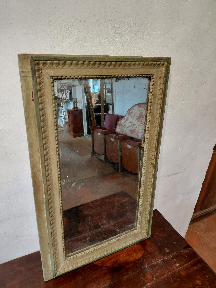 Miroir de boiserie en bois peint fin 18e debut 19e -photo-2