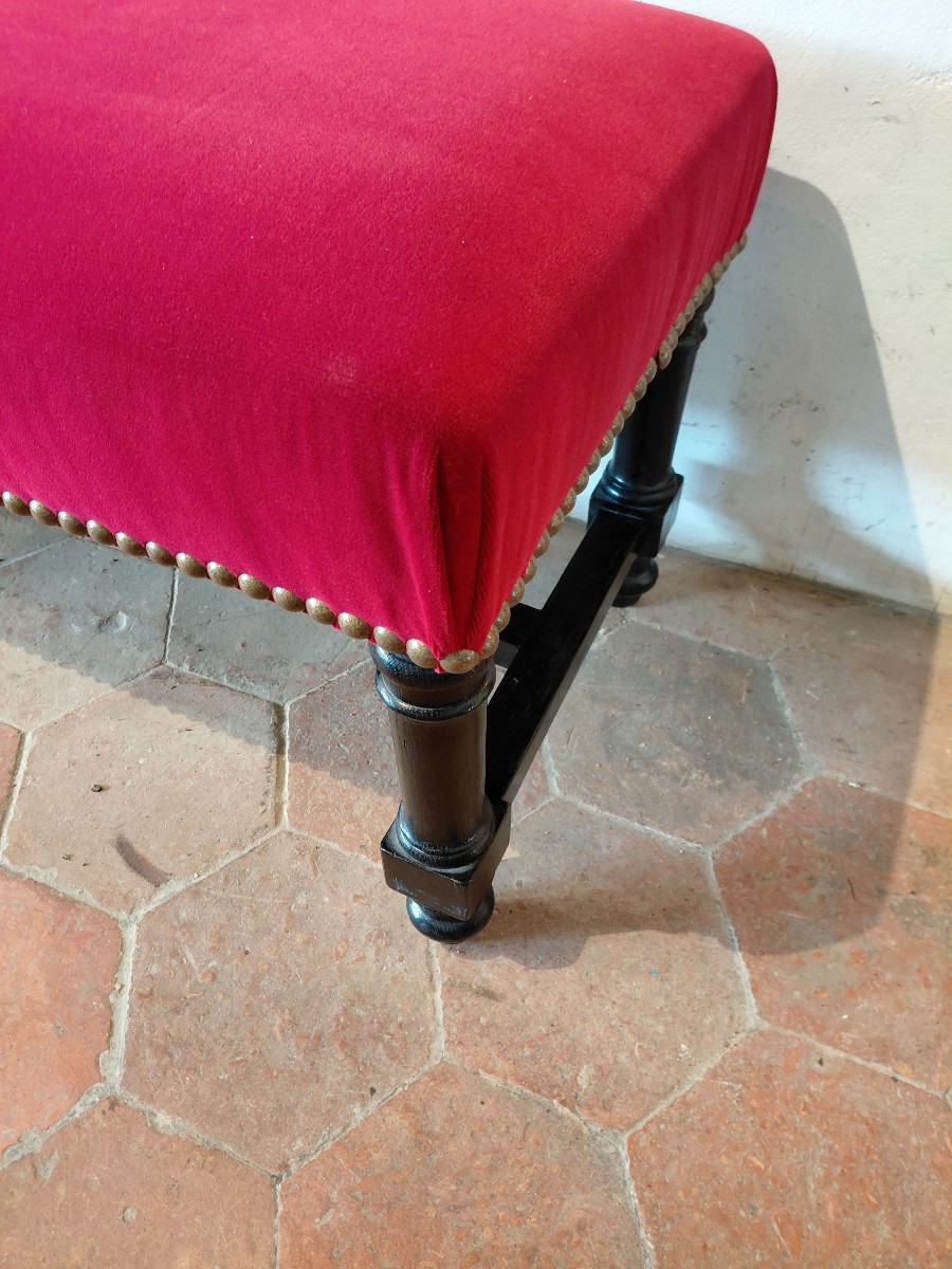 Banquette en bois peint noir 19e-photo-2