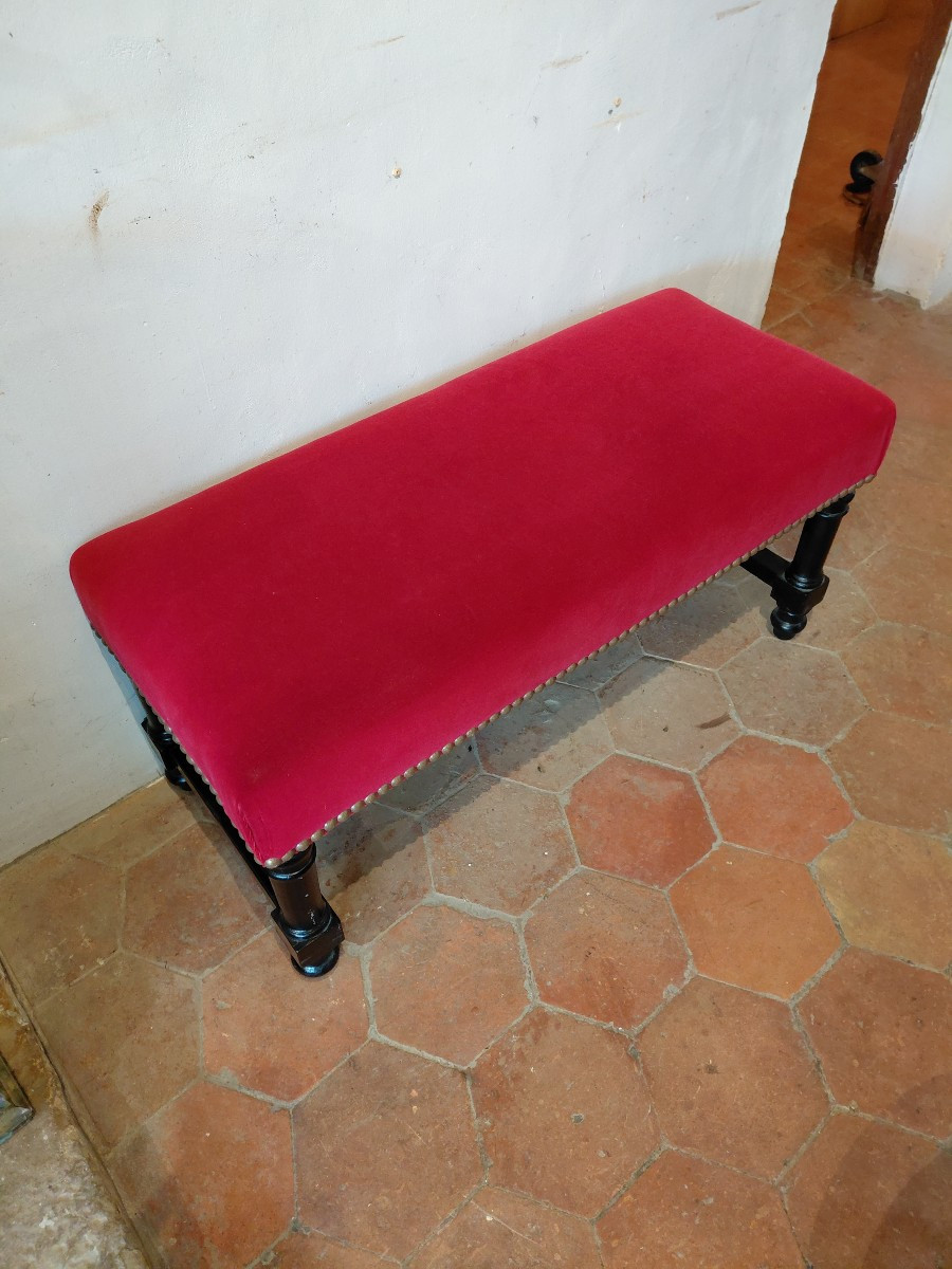 Banquette en bois peint noir 19e-photo-4