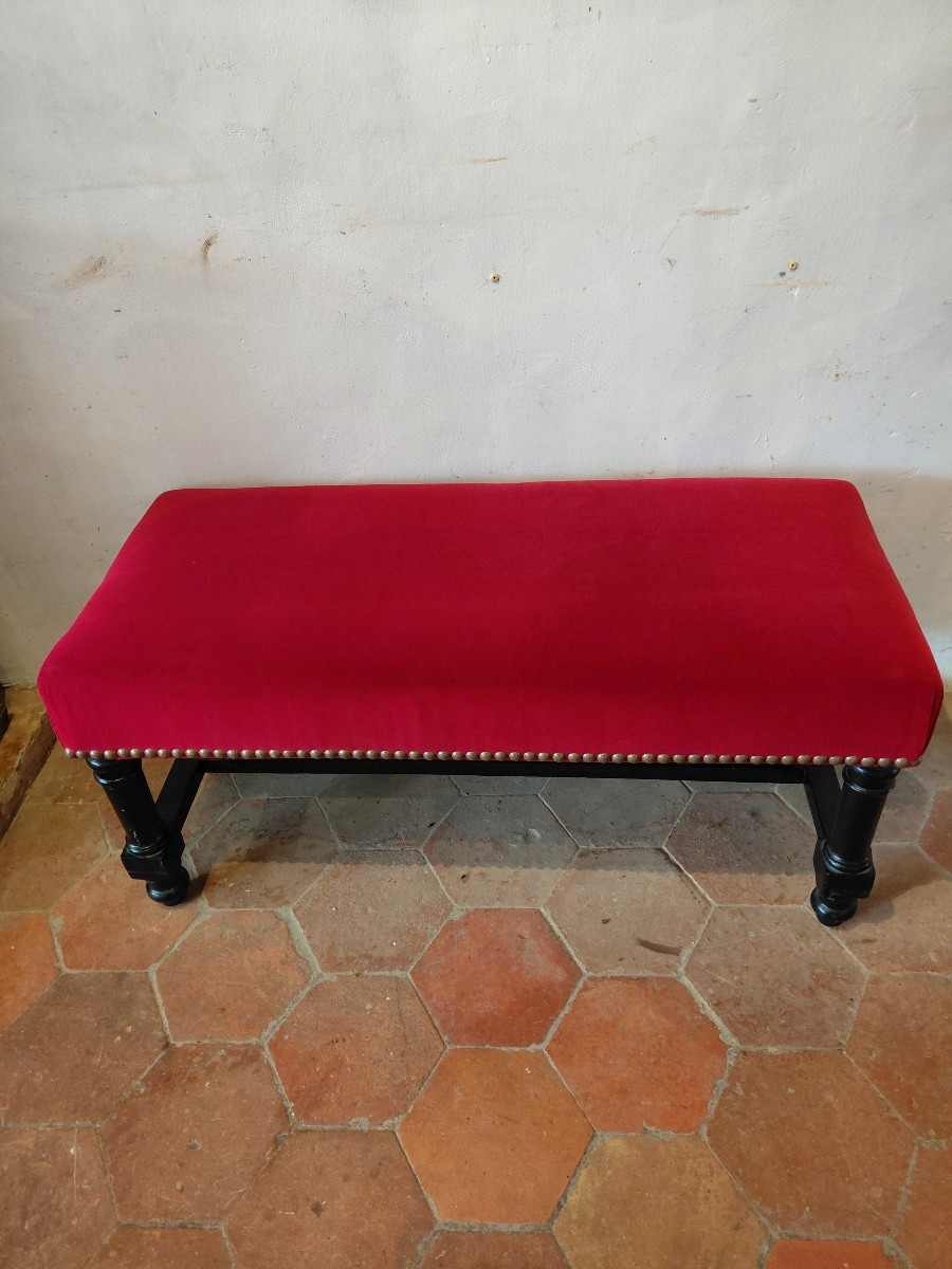 Banquette en bois peint noir 19e-photo-1