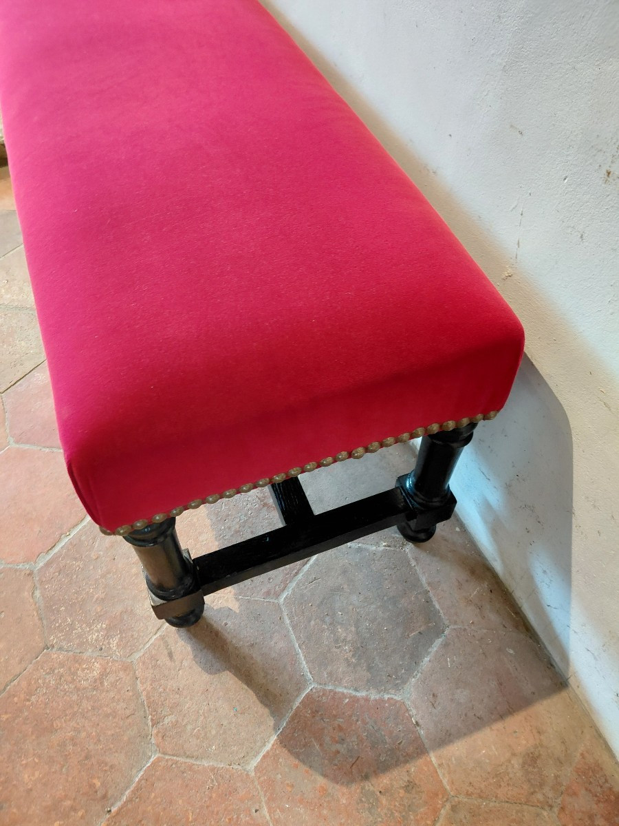 Banquette en bois peint noir 19e-photo-4