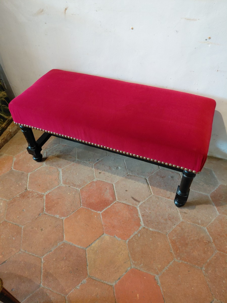 Banquette en bois peint noir 19e-photo-5