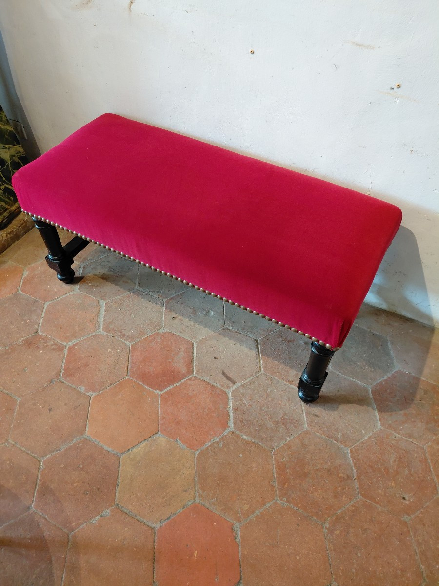 Banquette en bois peint noir 19e-photo-6