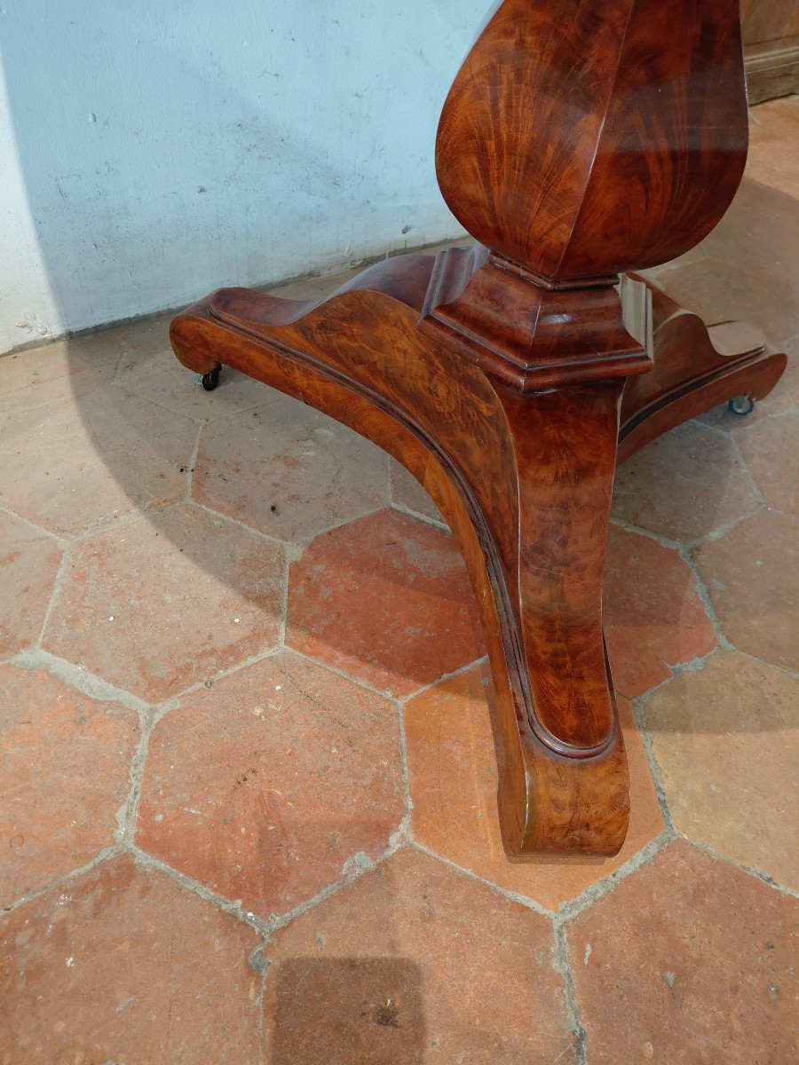 Gueridon d epoque restauration en acajou dessus de marbre noir de belgique-photo-4