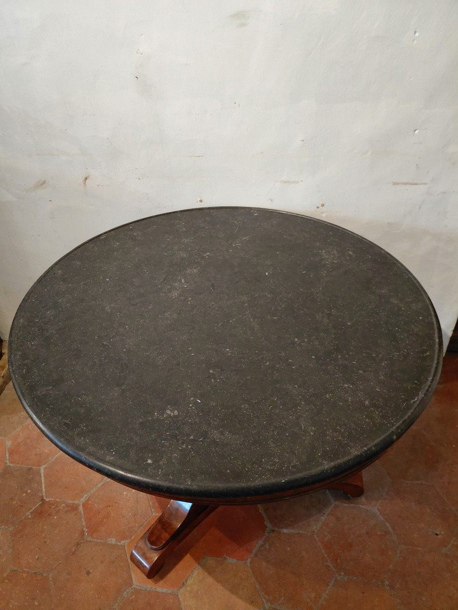 Gueridon d epoque restauration en acajou dessus de marbre noir de belgique-photo-8