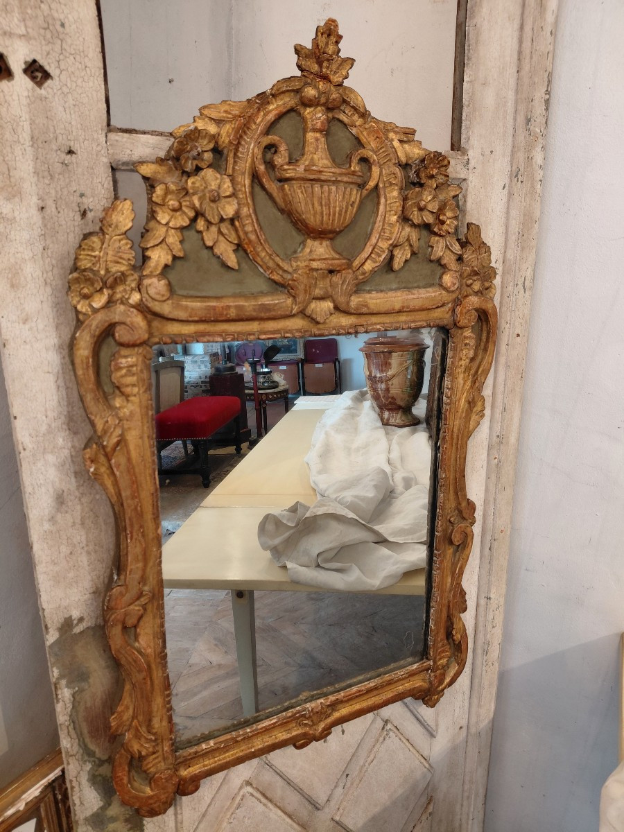 Miroir en bois doré et peint d epoque LXVI-photo-2