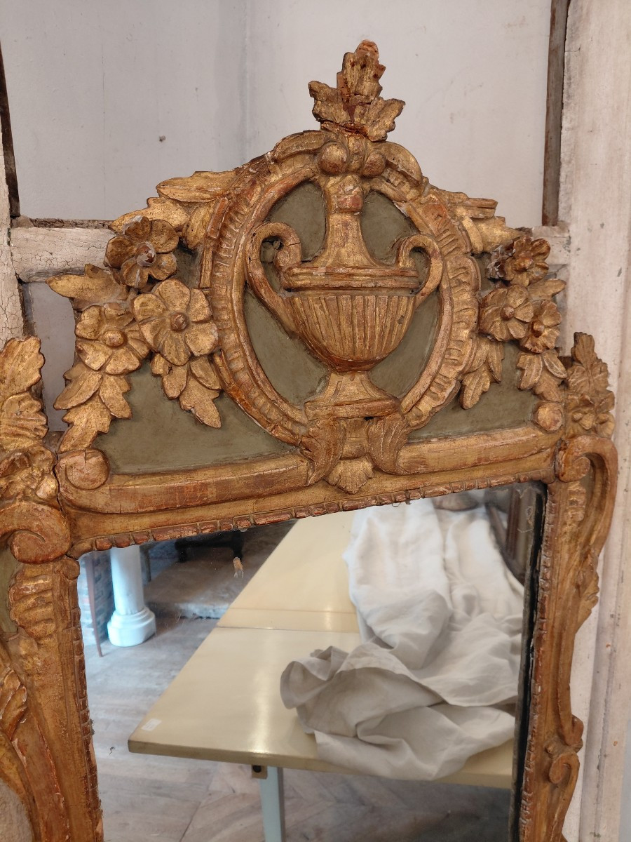Miroir en bois doré et peint d epoque LXVI-photo-3