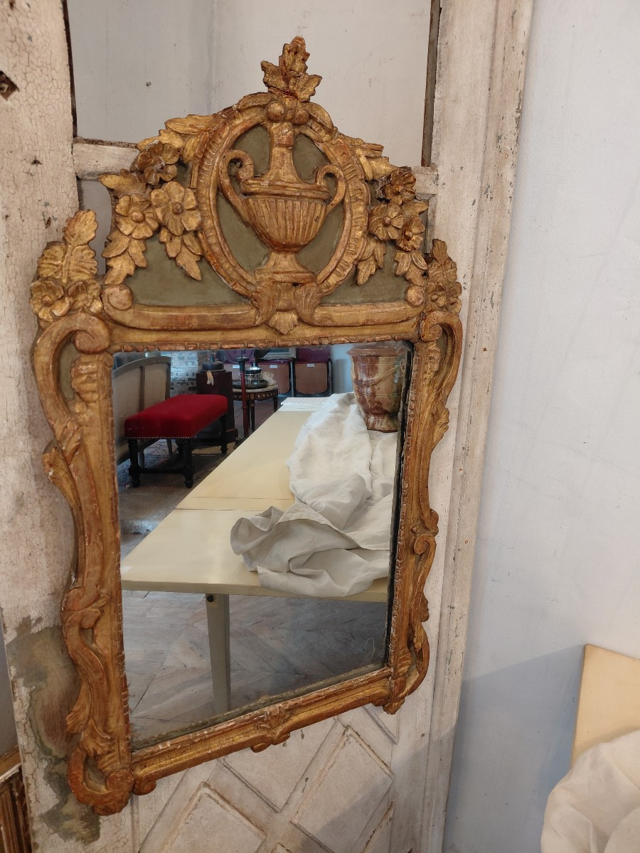 Miroir en bois doré et peint d epoque LXVI-photo-4