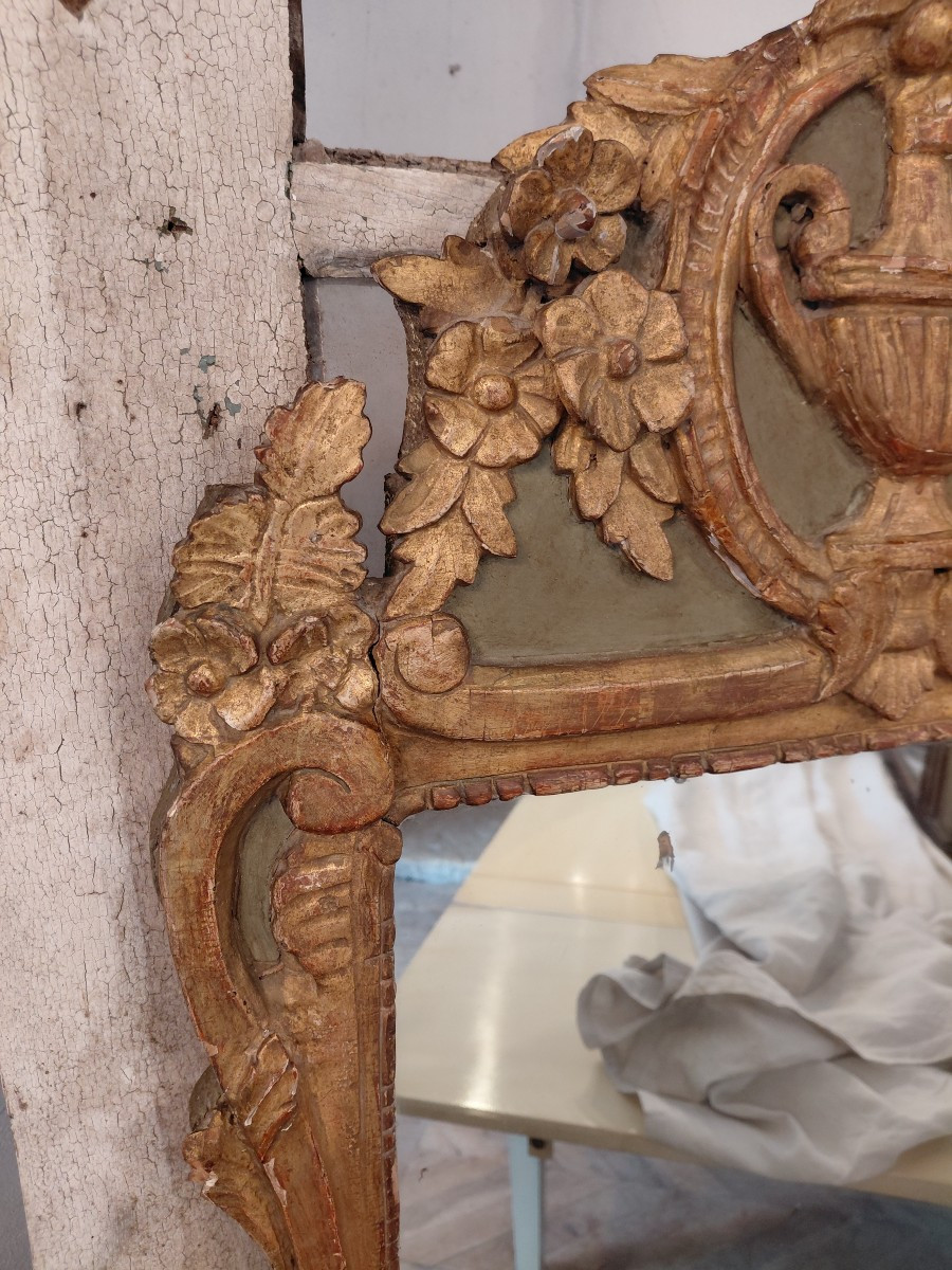 Miroir en bois doré et peint d epoque LXVI-photo-1