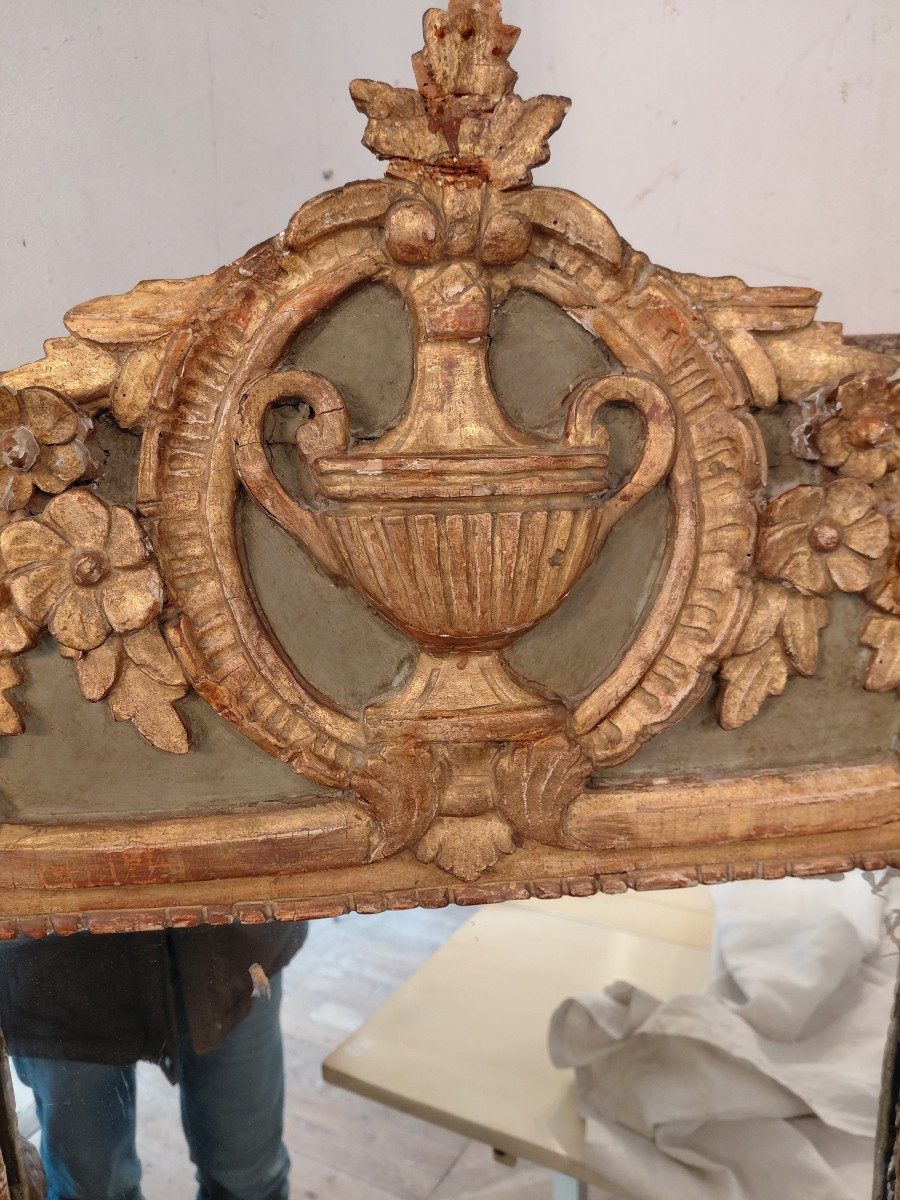 Miroir en bois doré et peint d epoque LXVI-photo-2