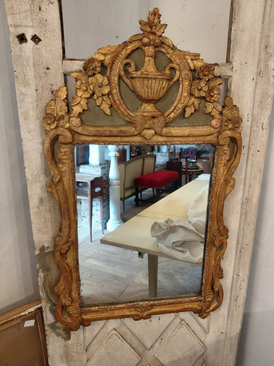 Miroir en bois doré et peint d epoque LXVI-photo-5