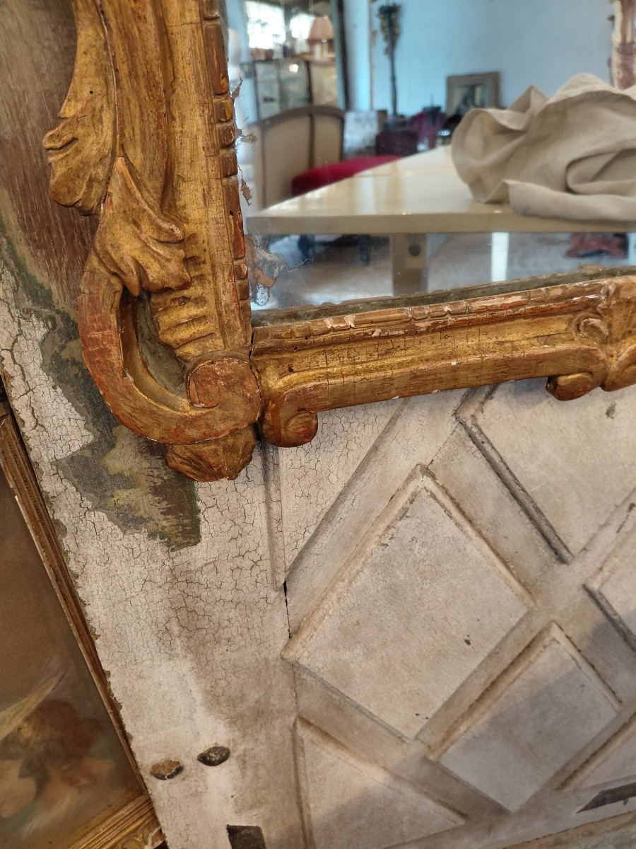 Miroir en bois doré et peint d epoque LXVI-photo-6
