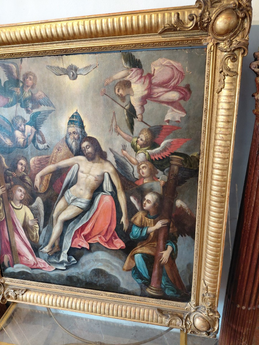 Ecole espagnole fin 16e peinture sur panneau cadre 19e-photo-2