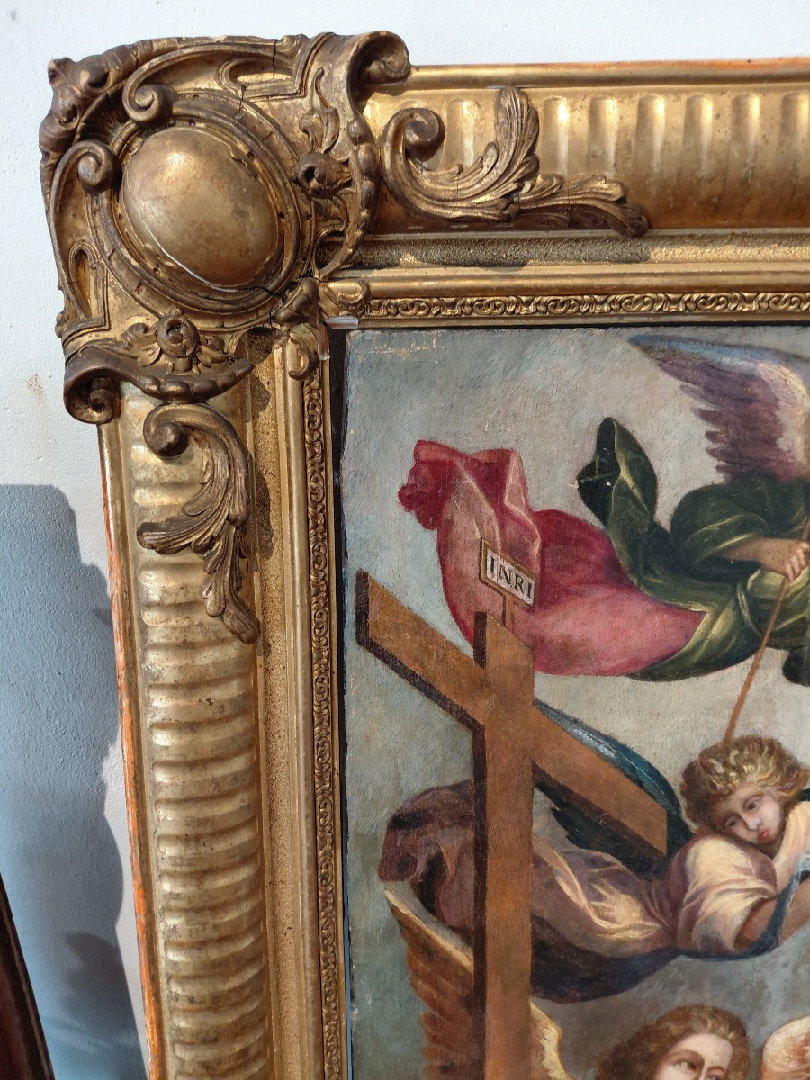 Ecole espagnole fin 16e peinture sur panneau cadre 19e-photo-4