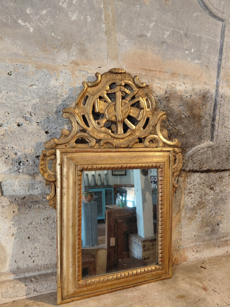 18th Century Regency Mirror In Gilded Wood-photo-3