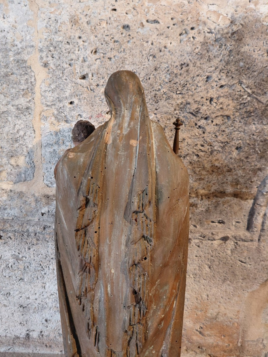 Vierge à l enfant en bois anciennement doré fin 18e debut 19e-photo-7