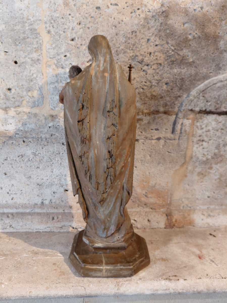 Vierge à l enfant en bois anciennement doré fin 18e debut 19e-photo-8