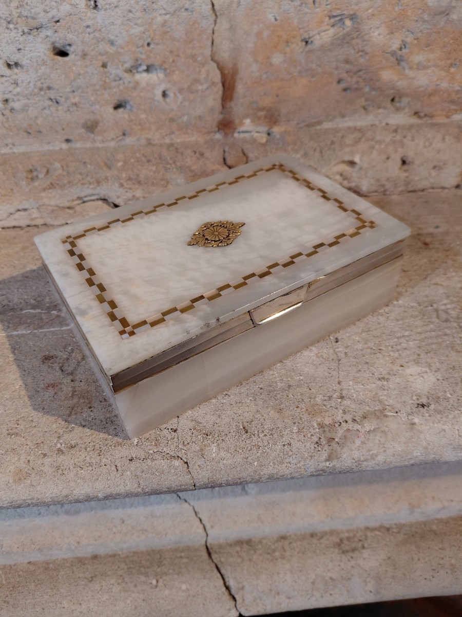 Agate Box With Silver Mount, English Work, Circa 1930-photo-3