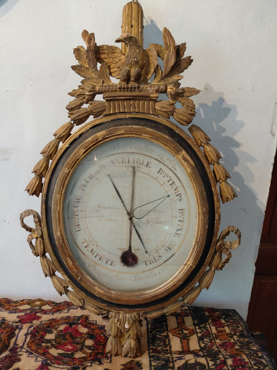 Barometer In Gilded Wood Late 18th Early 19th Century-photo-2
