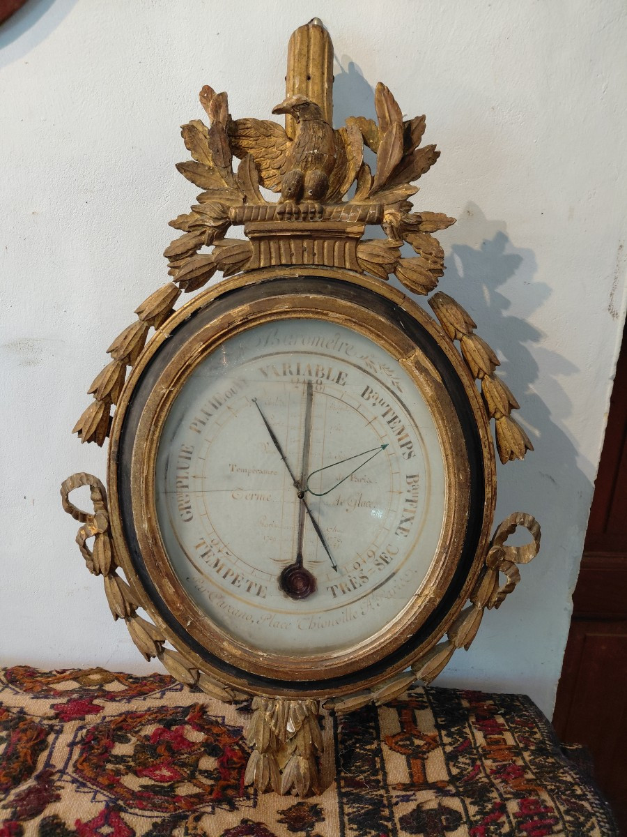 Barometer In Gilded Wood Late 18th Early 19th Century-photo-3