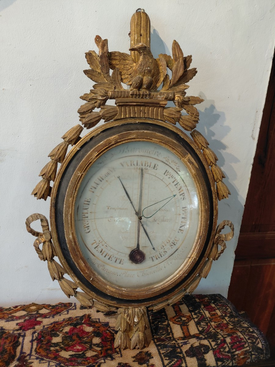 Barometer In Gilded Wood Late 18th Early 19th Century-photo-4