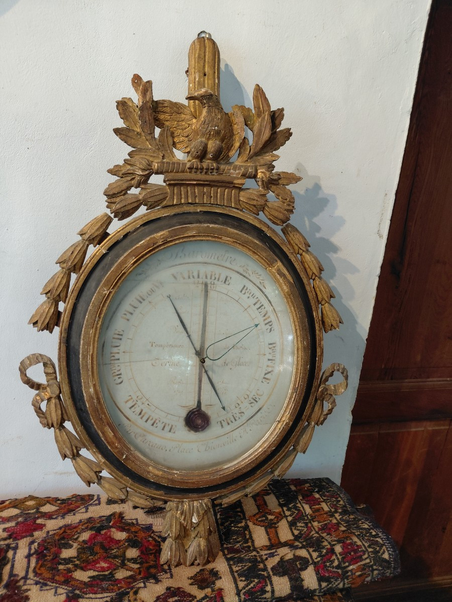 Barometer In Gilded Wood Late 18th Early 19th Century-photo-2