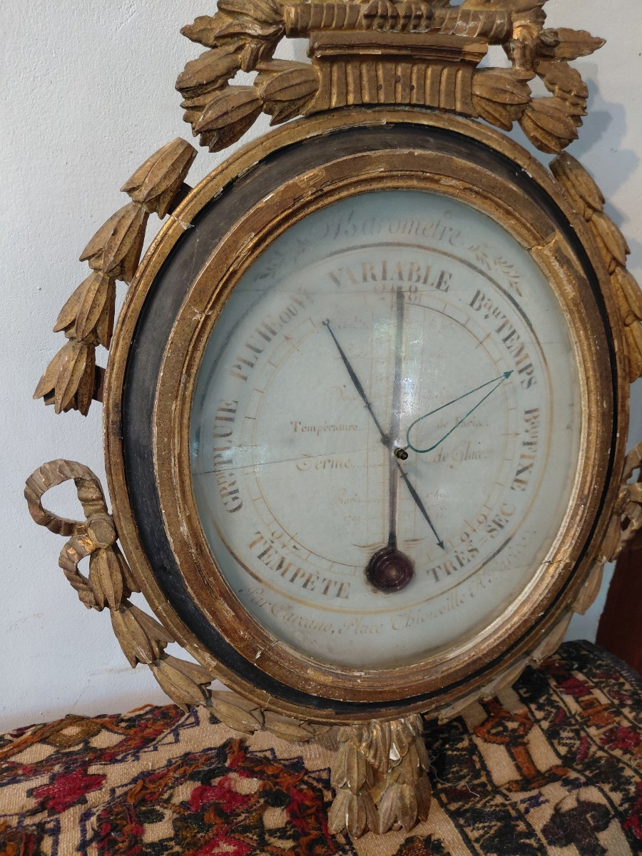 Barometer In Gilded Wood Late 18th Early 19th Century-photo-7