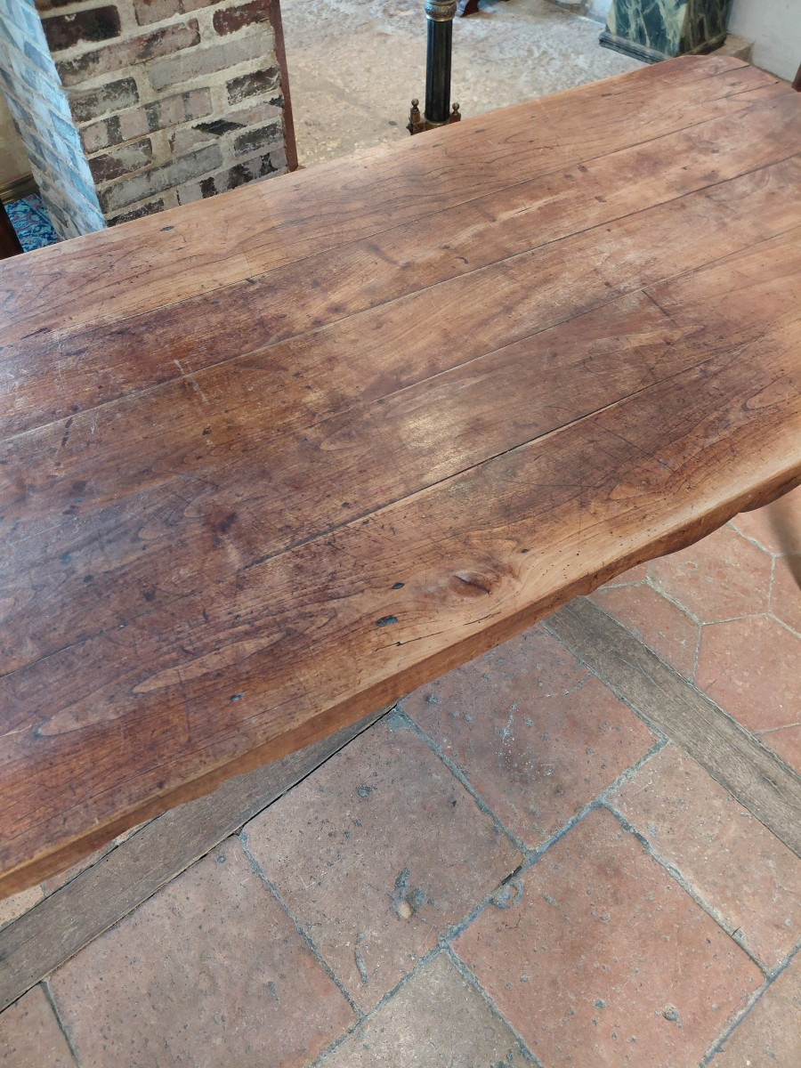 Table de ferme en bois naturel style Lxv 19e-photo-4