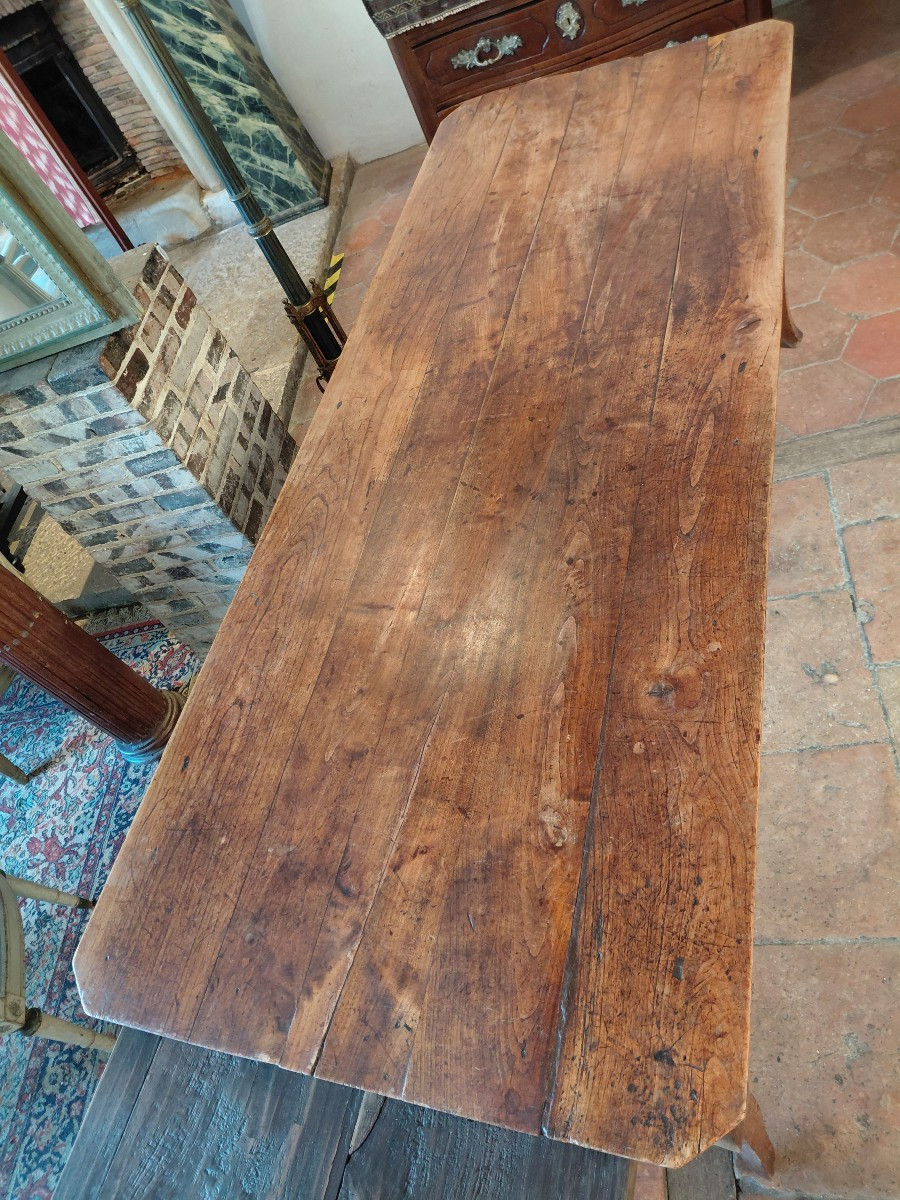 Table de ferme en bois naturel style Lxv 19e-photo-5