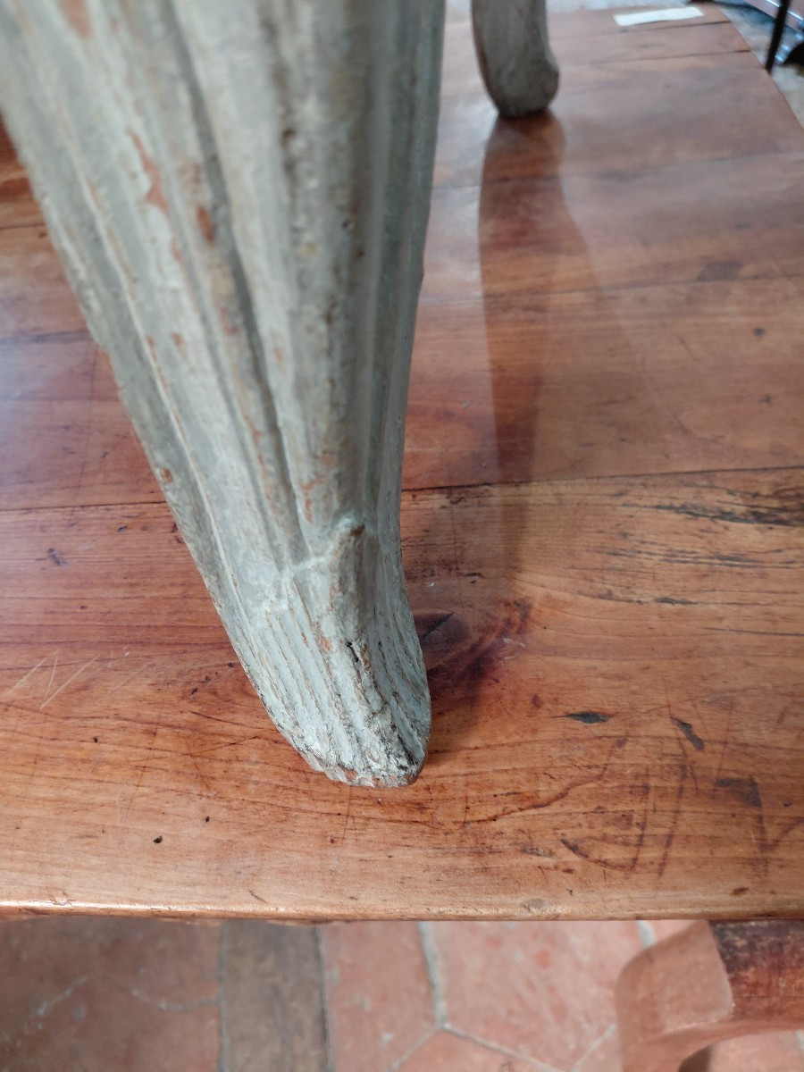 18th Century Painted Wood Stool Or Bed Stand-photo-8